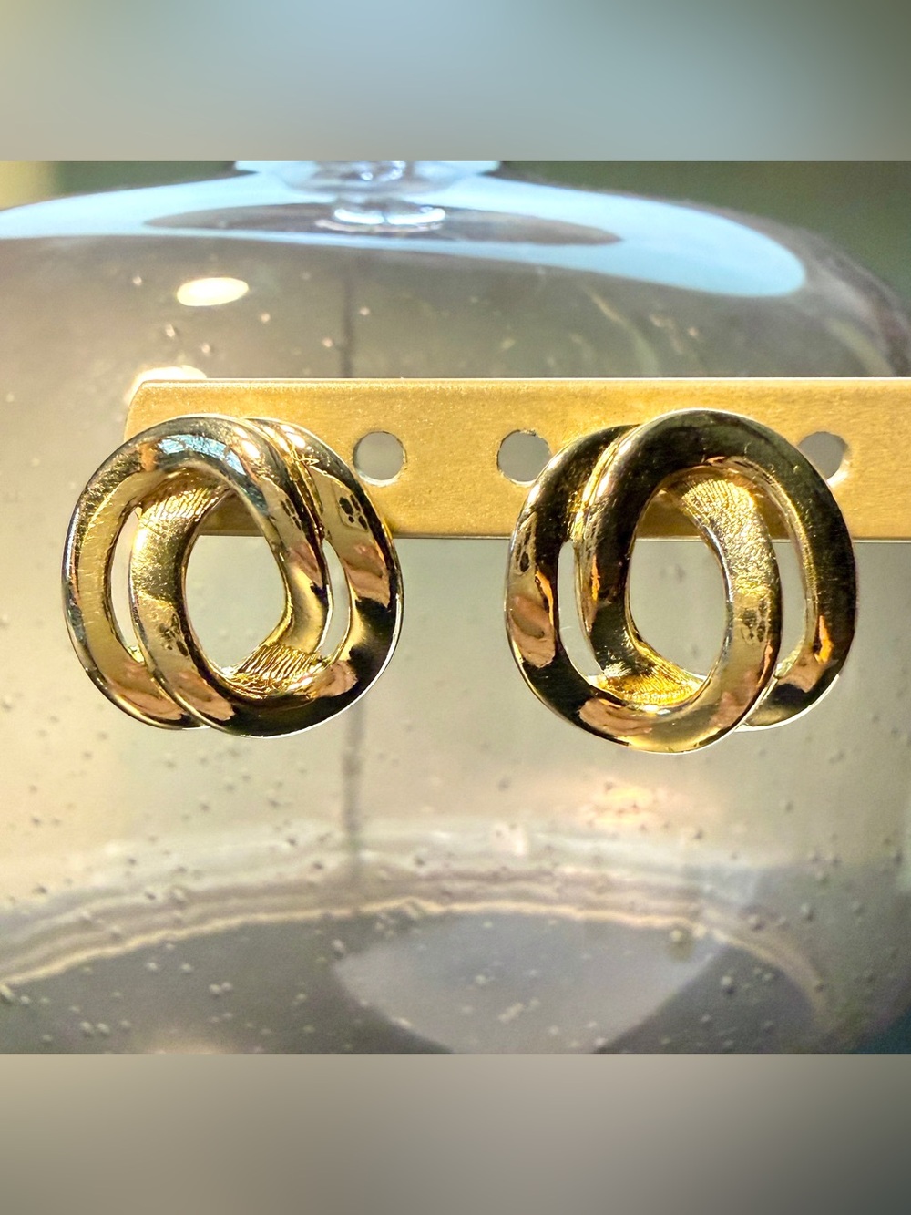 Vintage Monet Signed Celtic Knot Gold Tone Stud Earrings